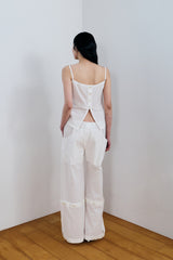 DOUBLE-LAYER CHECK TOP / WHITE