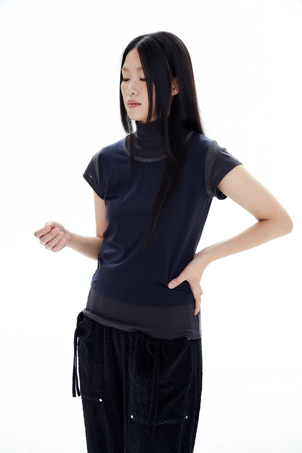 3 IN 1 LAYERED TOP / NAVY