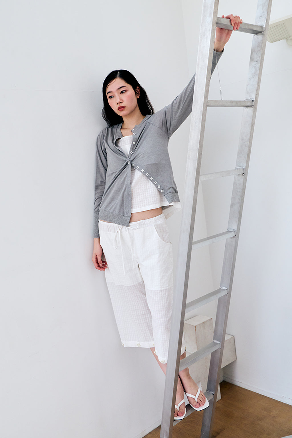 CHECK MODULAR PANTS / WHITE