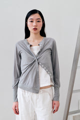 MODULAR RUFFLE CARDIGAN / GRAY