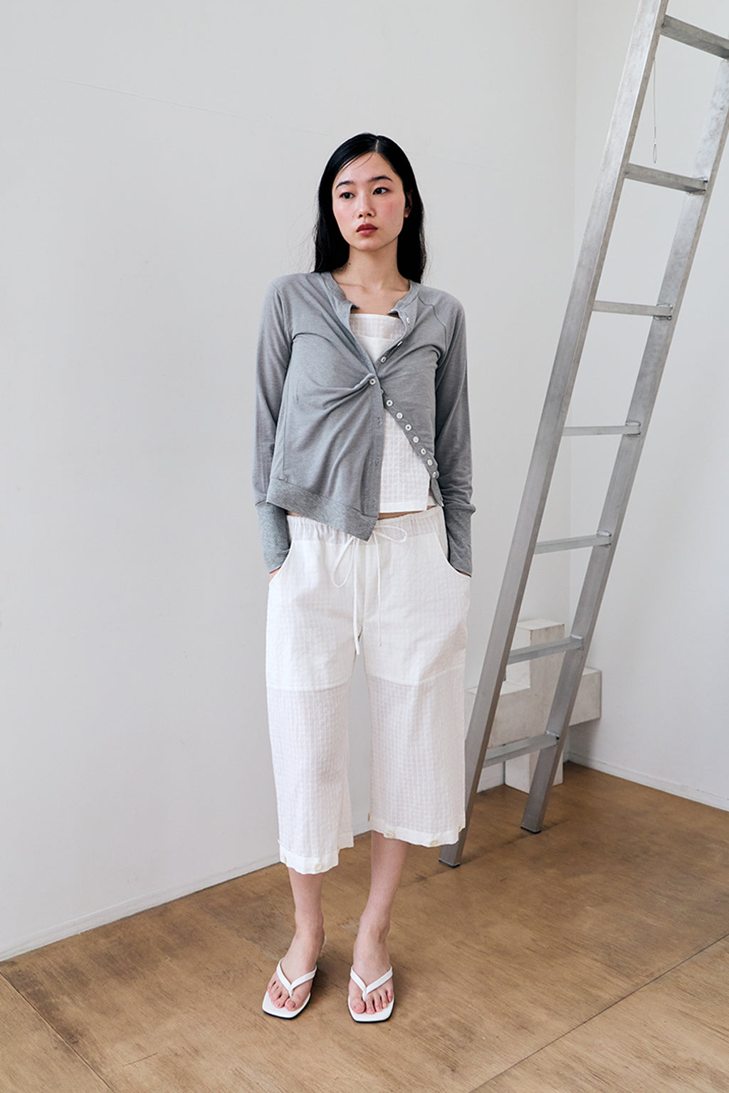 CHECK MODULAR PANTS / WHITE