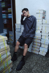 OVERSIZED WAFFLE HOODIE / DARK GRAY