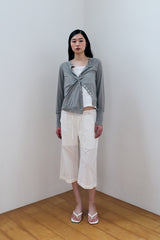 MODULAR RUFFLE CARDIGAN / GRAY