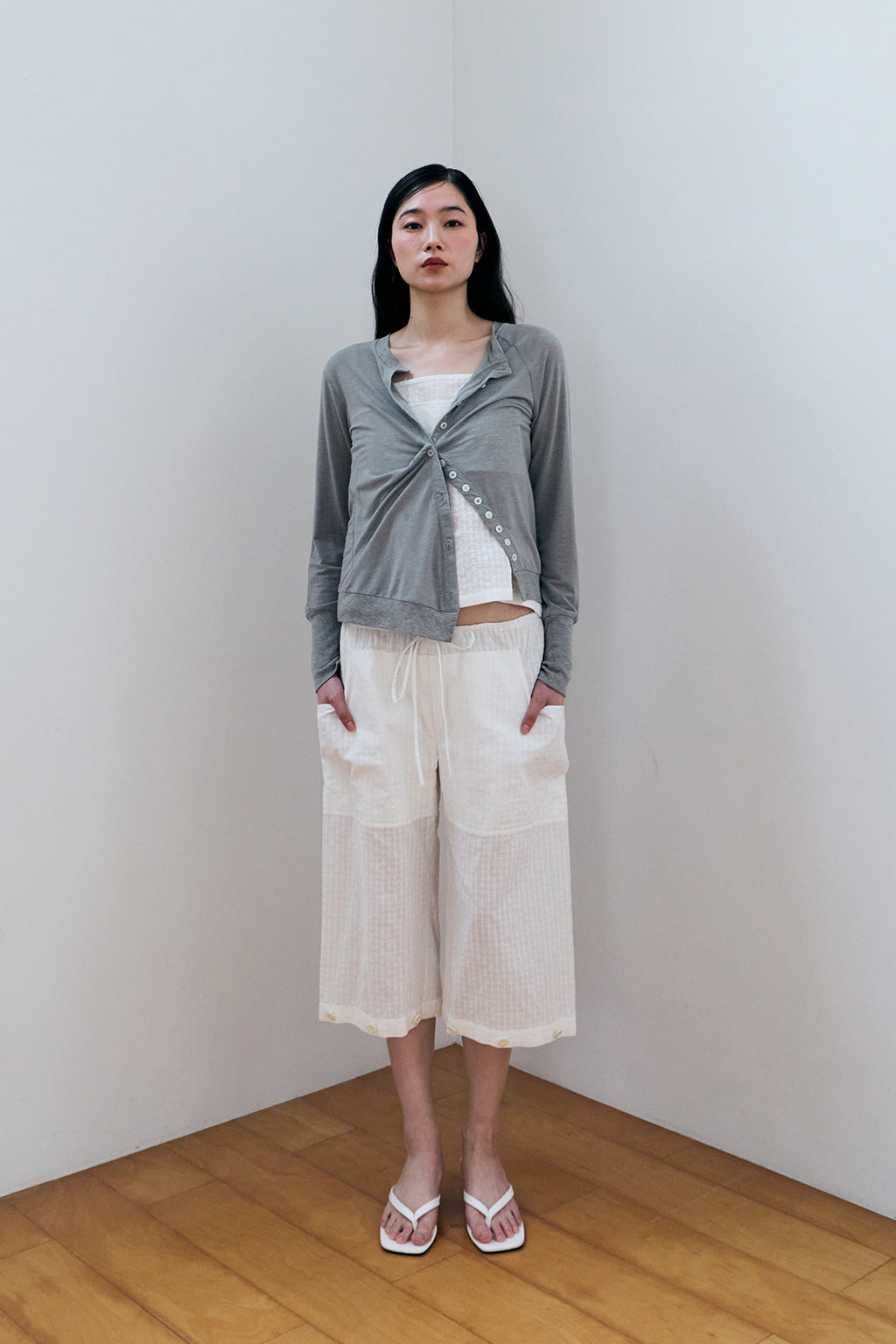 CHECK MODULAR PANTS / WHITE