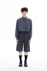 HEAVY WOOL POCKET SHIRT / GRAY