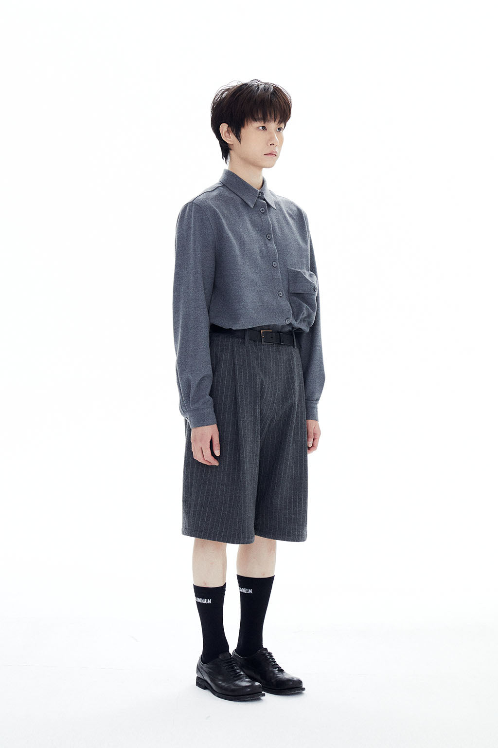 HEAVY WOOL POCKET SHIRT / GRAY