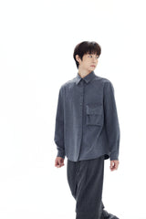 HEAVY WOOL POCKET SHIRT / GRAY