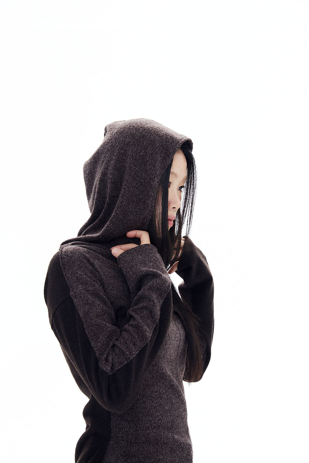 SIDE SLIT HOODIE / BROWN