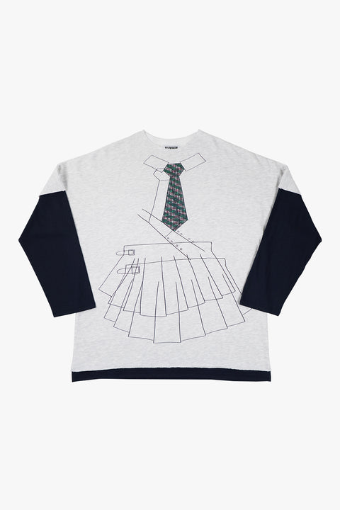 [HALOMINIUM x MIMICHAN] LOMI LAYERED TEE / GRAY