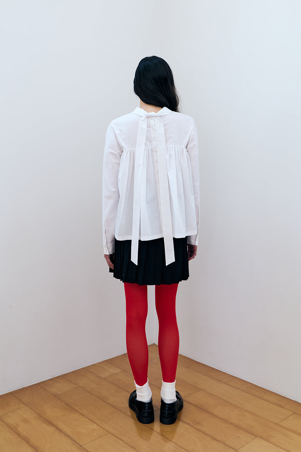 GATHERED MODULAR SHIRT / WHITE