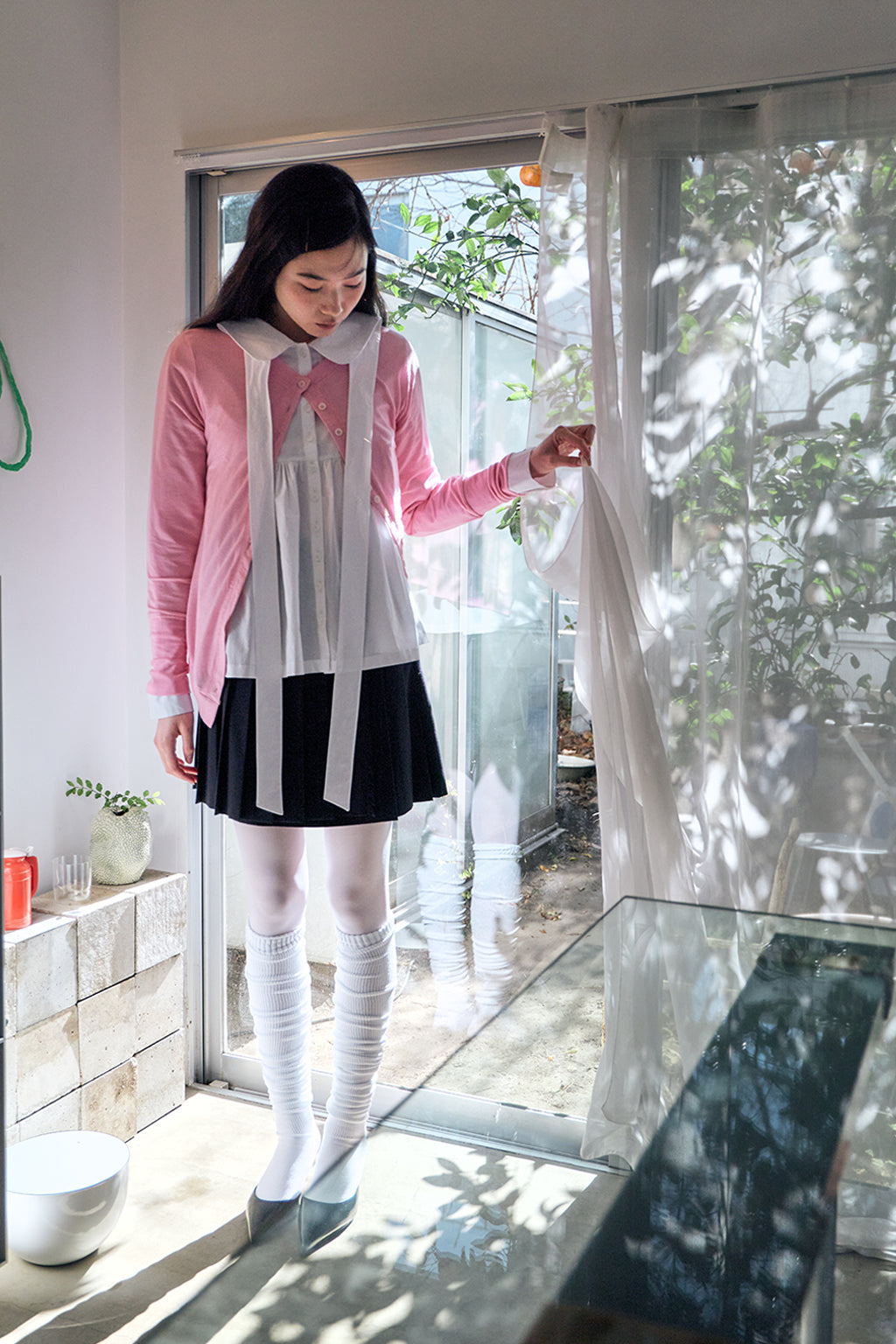 MODULAR RUFFLE CARDIGAN / PINK