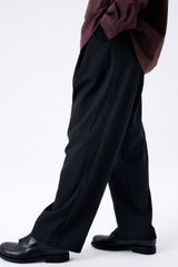 ONE TUCK WOOL PANTS / BLACK