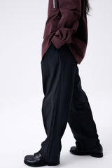 ONE TUCK WOOL PANTS / BLACK