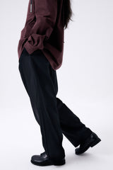 ONE TUCK WOOL PANTS / BLACK