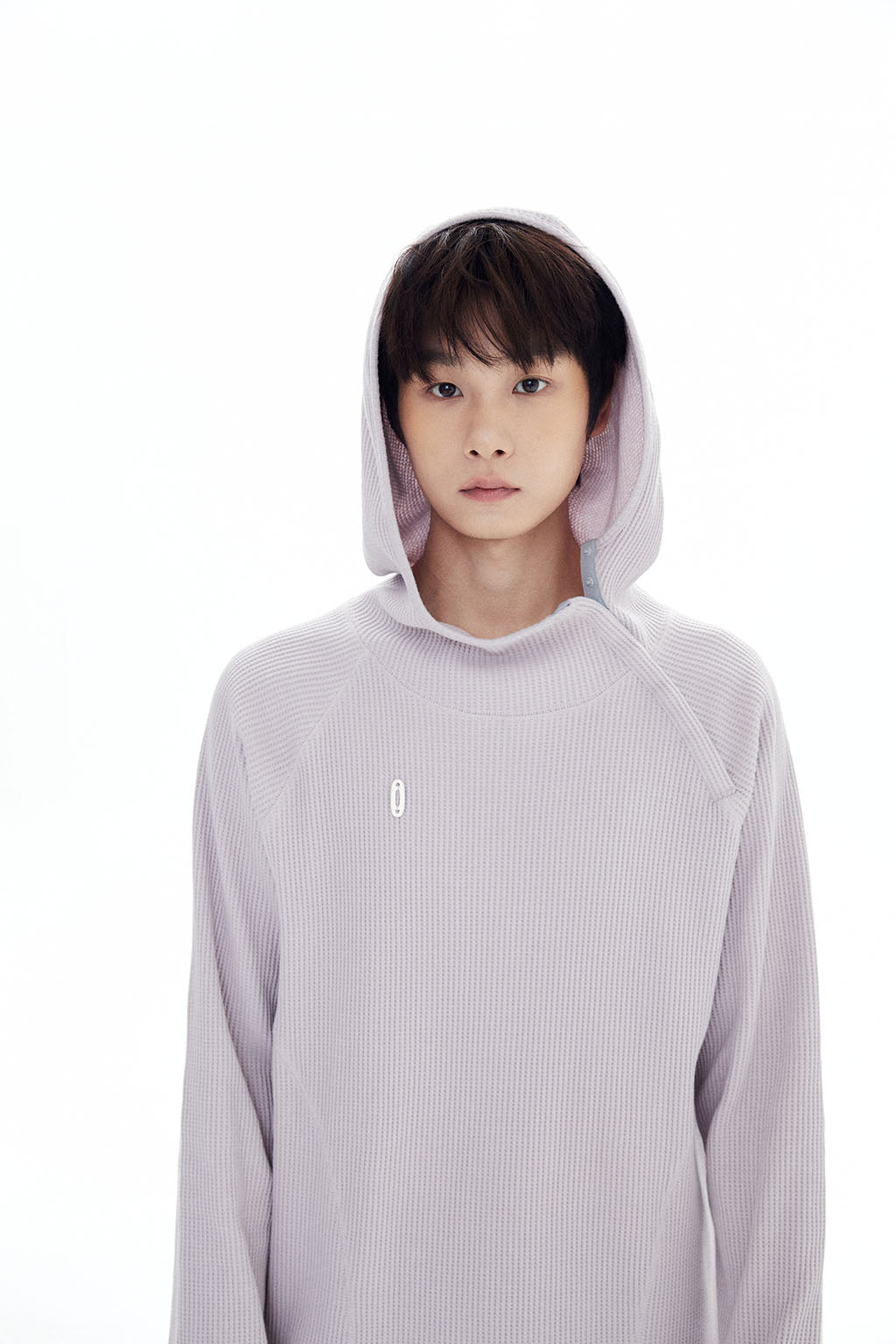 OVERSIZED WAFFLE HOODIE / PALE PURPLE