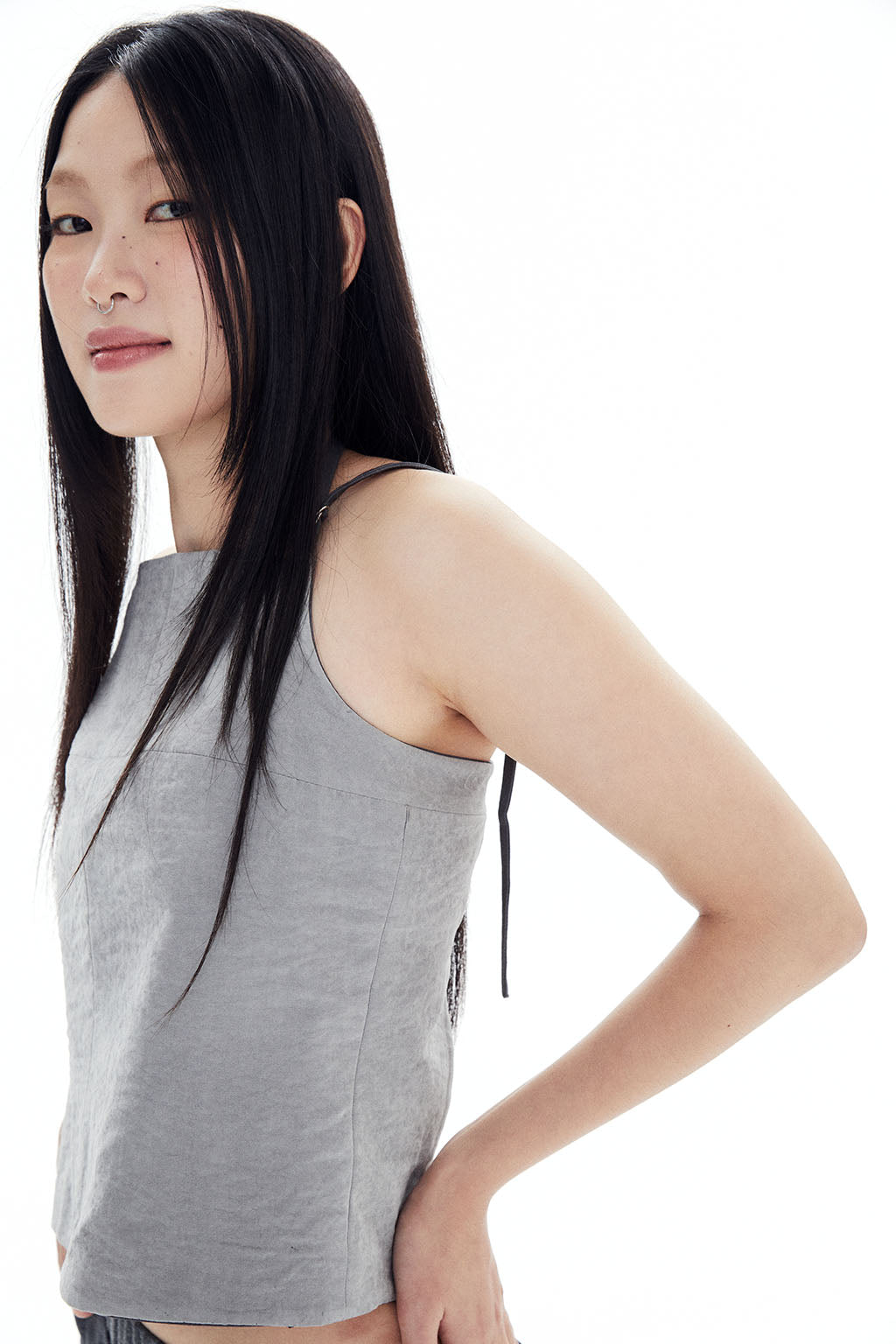 REVERSIBLE HALTER TOP / GRAY