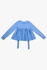 GATHERED MODULAR SHIRT / BLUE
