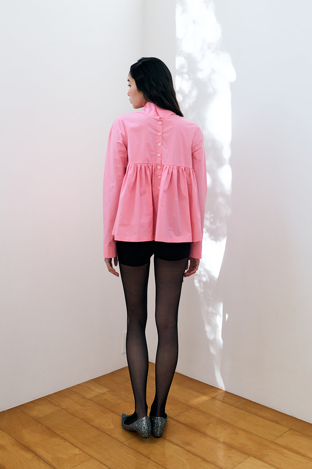 GATHERED MODULAR SHIRT / PINK