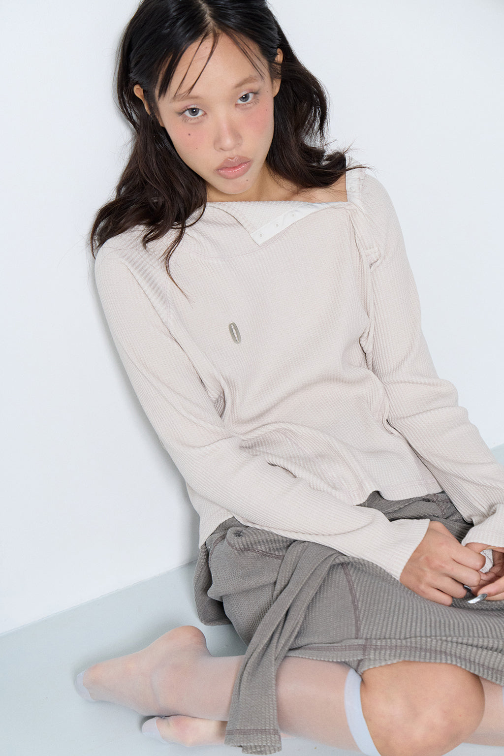 PIGMENT SLIM WAFFLE HOODIE / SHELL