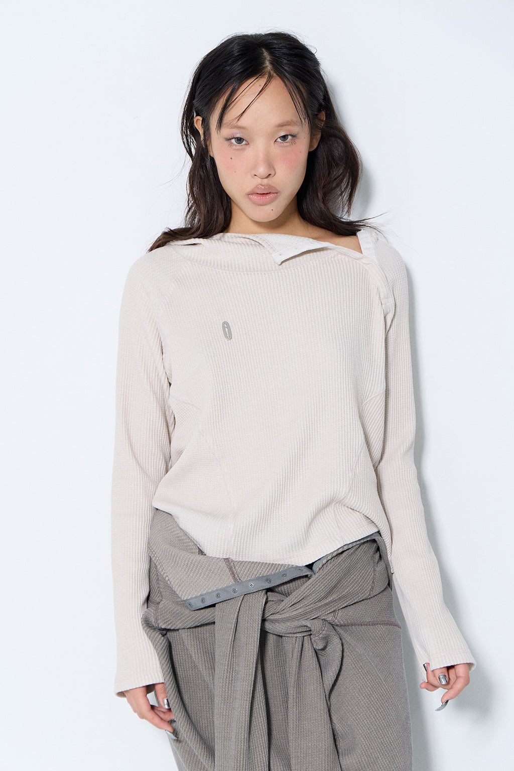 PIGMENT SLIM WAFFLE HOODIE / SHELL
