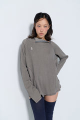 PIGMENT OVERSIZED WAFFLE HOODIE / BROWN