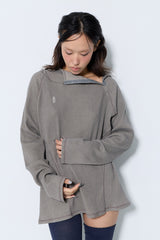 PIGMENT OVERSIZED WAFFLE HOODIE / BROWN
