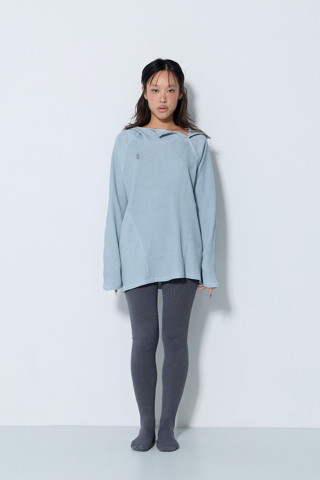 PIGMENT OVERSIZED WAFFLE HOODIE / BLUE