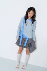 PIGMENT SLIM WAFFLE HOODIE / BLUE