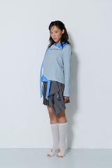 PIGMENT SLIM WAFFLE HOODIE / BLUE