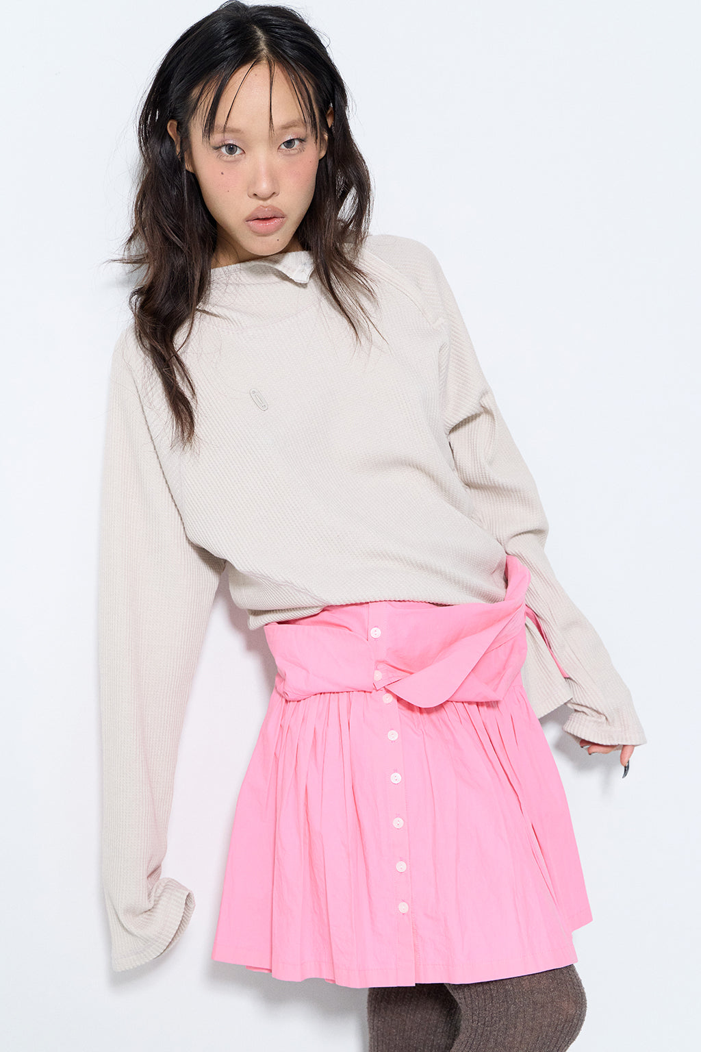 PIGMENT OVERSIZED WAFFLE HOODIE / SHELL