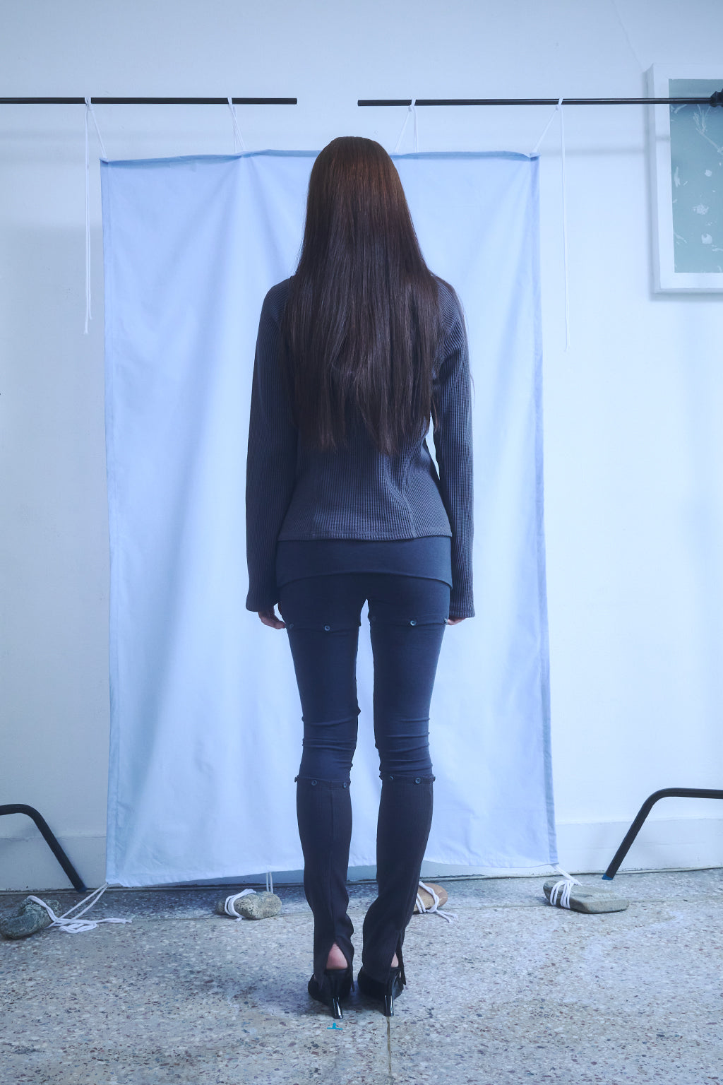 SLIM WAFFLE HOODIE / DARK GRAY