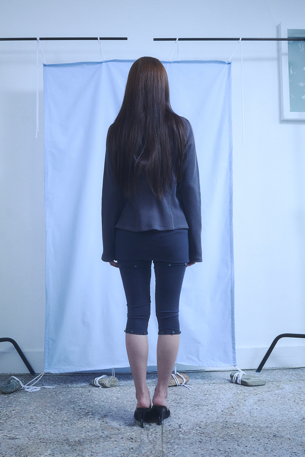 SLIM WAFFLE HOODIE / DARK GRAY