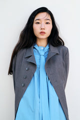 GATHERED MODULAR SHIRT / BLUE