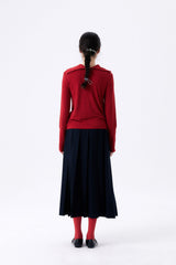 MAXI PLEATED WRAP SKIRT / NAVY