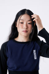 2 TONE RIB TIGHT TEE / NAVY & BLACK