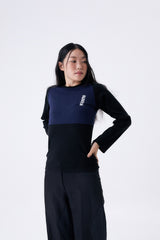 2 TONE RIB TIGHT TEE / NAVY & BLACK