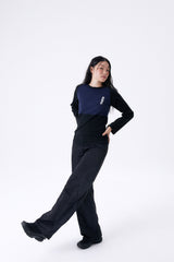 2 TONE RIB TIGHT TEE / NAVY & BLACK