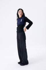 2 TONE RIB TIGHT TEE / NAVY & BLACK