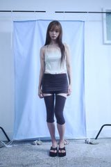 BUTTON SKIRT LEGGINGS / BROWN