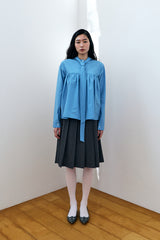 GATHERED MODULAR SHIRT / BLUE
