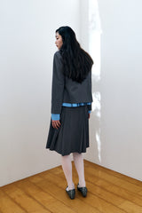 GATHERED MODULAR SHIRT / BLUE