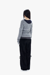 WOOL BUTTONS KNIT TOP / GRAY