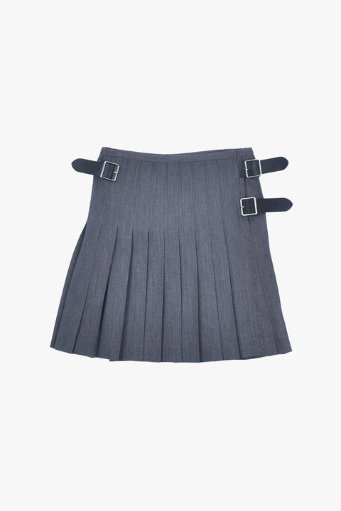 SHORT PLEATED WRAP SKIRT 2 / GRAY