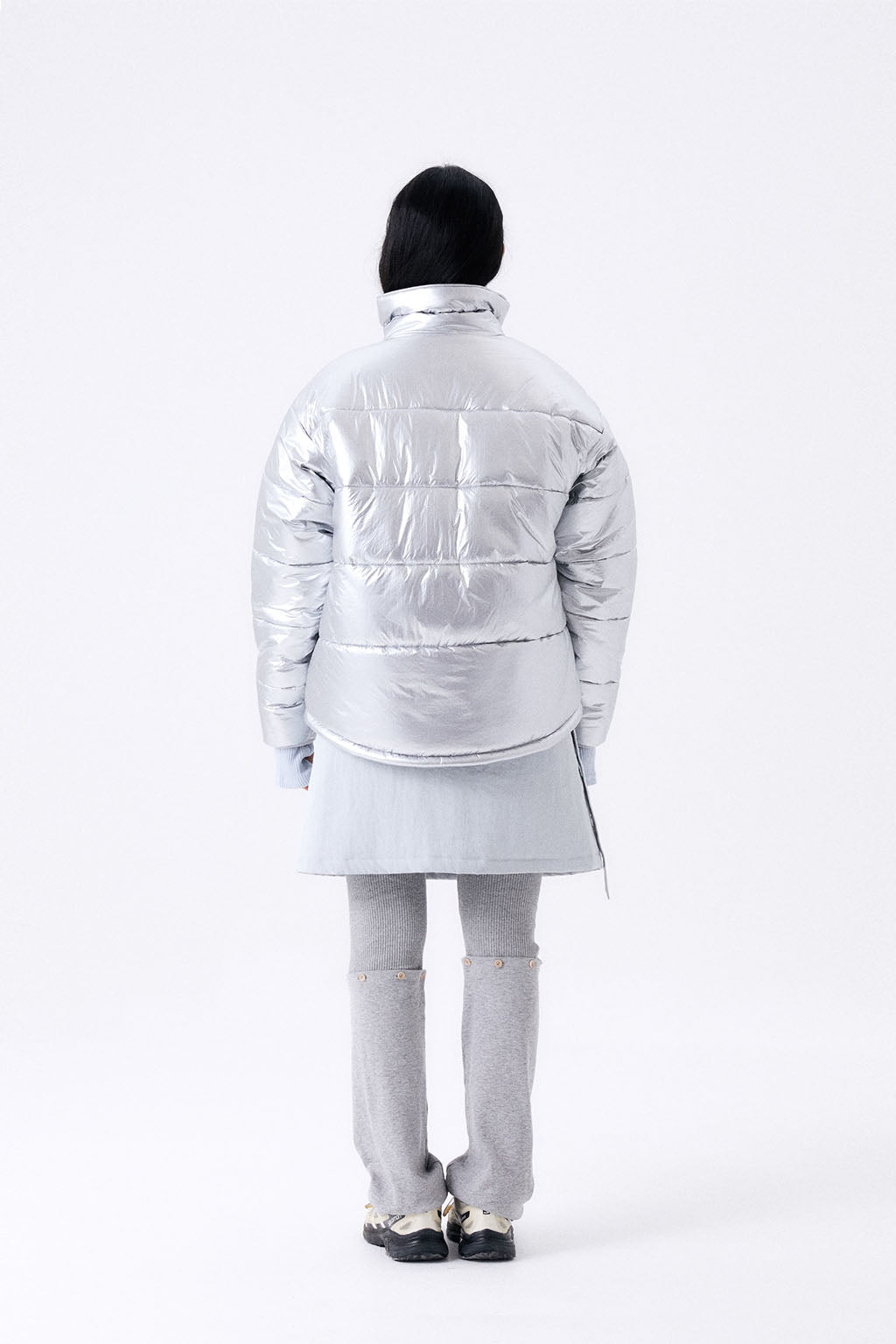 FOIL REVERSIBLE PADDING JACKET / SILVER