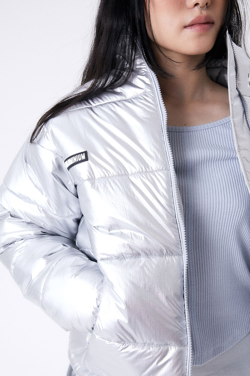 FOIL REVERSIBLE PADDING JACKET / SILVER