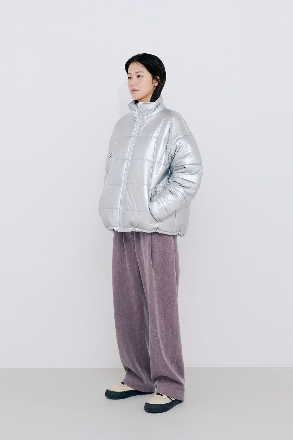 FOIL REVERSIBLE PADDING JACKET / SILVER