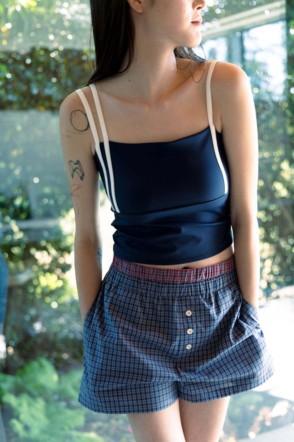 DOUBLE WAIST CHECK SHORTS / BLUE