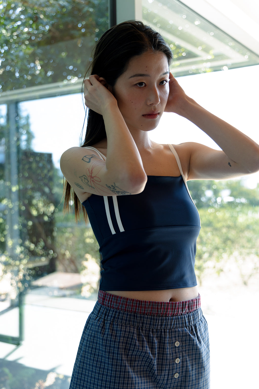 DOUBLE WAIST CHECK SHORTS / BLUE