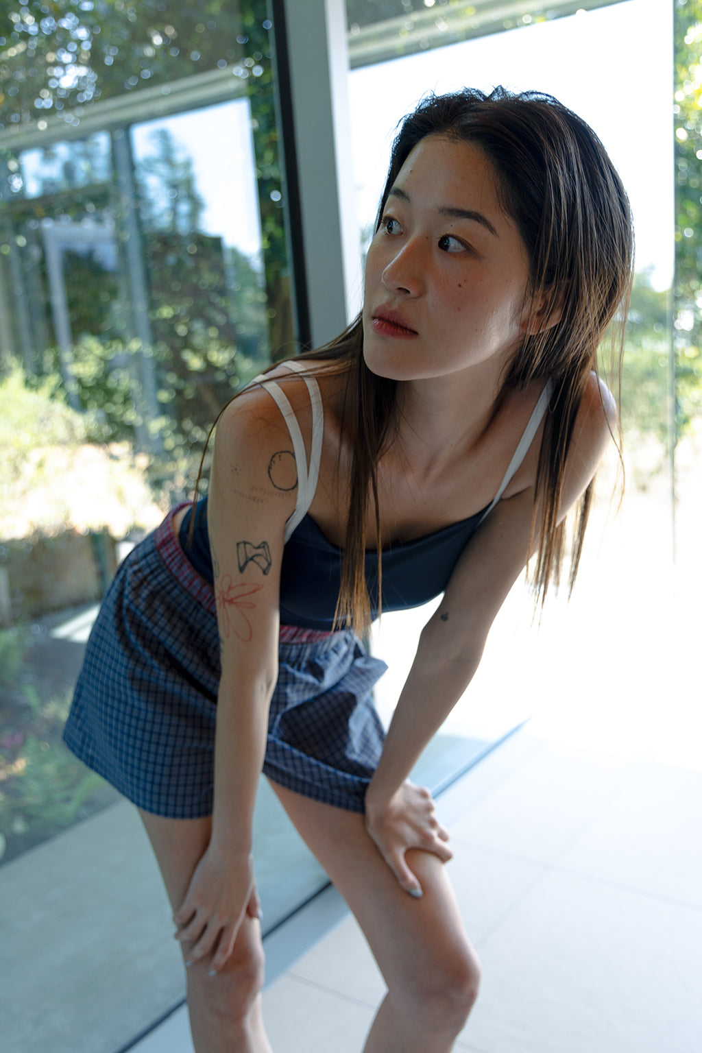 DOUBLE WAIST CHECK SHORTS / BLUE