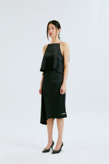 SILKY DRAPE SKIRT / BLACK